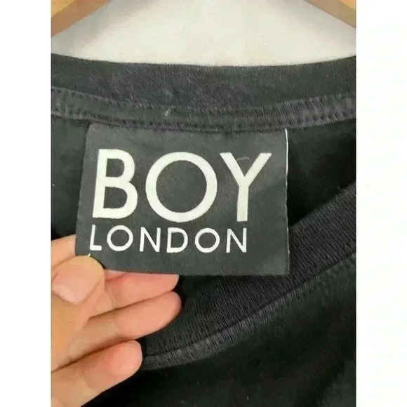 Boy London Black T-Shirt XS Men's Gold Accent Bird Short Sleeve Logo Embroidered - Picture 3 of 8